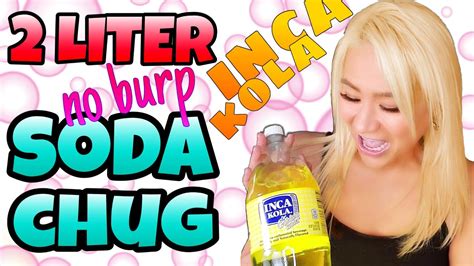 2 Liter Soda Chug Inca Kola No Burp Challenge Girl Drinks Golden