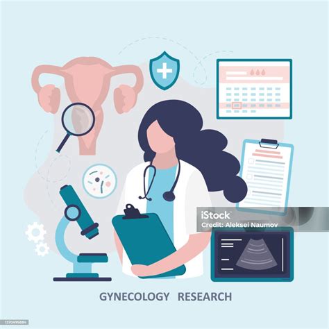 Vetores De Ginecologista Examina E Diagnostica Doenças Ultrassom Do