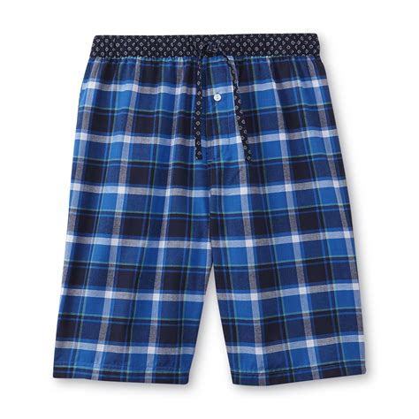 Basic Editions Men's Poplin Pajama Shorts - Plaid