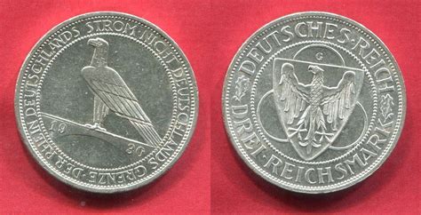 Deutschland Weimarer Republik Germany 3 Mark 1930 G Rheinlandräumung