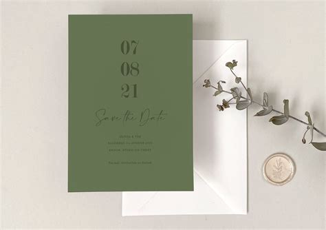 Sage Green Save The Date Wedding Card Digital Save The Date Etsy