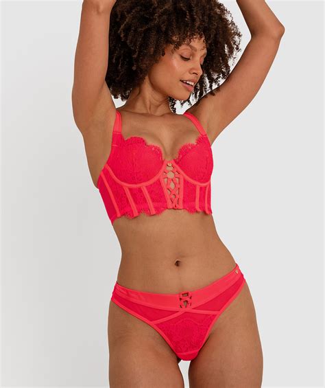 Bras N Things Vamp Tied To You Push Up Longline Bra Fuchsia Pink 01349001