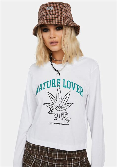 Huf Leaf Print Long Sleeve Tee White Dolls Kill