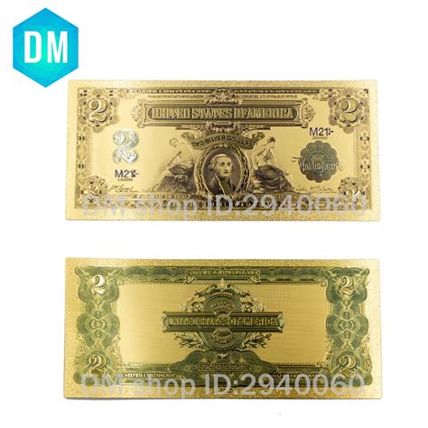 1899 Year USA 2 USD Gold Banknote Currency World Money Replica Gold