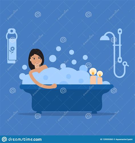 Girl Taking A Relaxing Bubble Bath Stock Vector Illustration Of Body