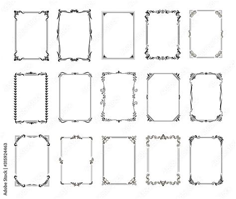 Decorative Vintage Frames And Borders Set Retro Ornamental Rectangle