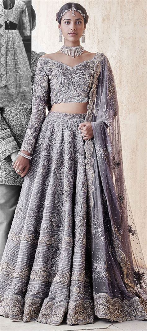 1519991 Mehendi Sangeet Black And Grey Color Satin Silk Fabric Lehenga