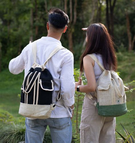 Drawstring Bag Handmade Hemp Backpack Backpack Vintage Bag Colourful