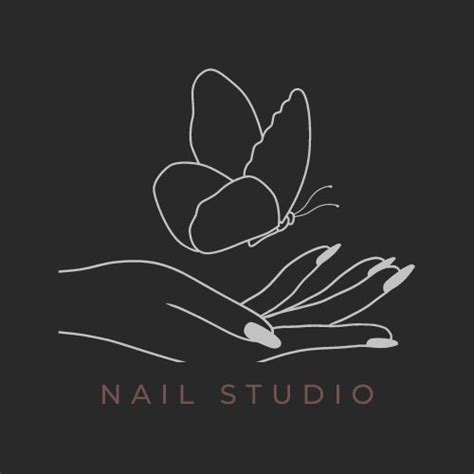 Black & White Illustrated Elegant Sketch Hand and Butterfly Nail Studio ...