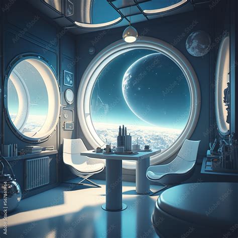 Modern Luxury Apartment On A Space Station Concept Of Sci Fi Design