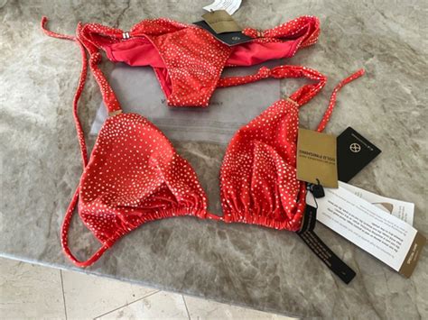 NWT VIX PAULA HERMANNY ORANGE POLKA DOT WITH GOLD FINISH BIKINI