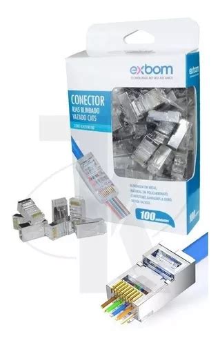 Conector Exbom Blindado Rj45 Vazado Cat5e Pacote C 100 Un MercadoLivre