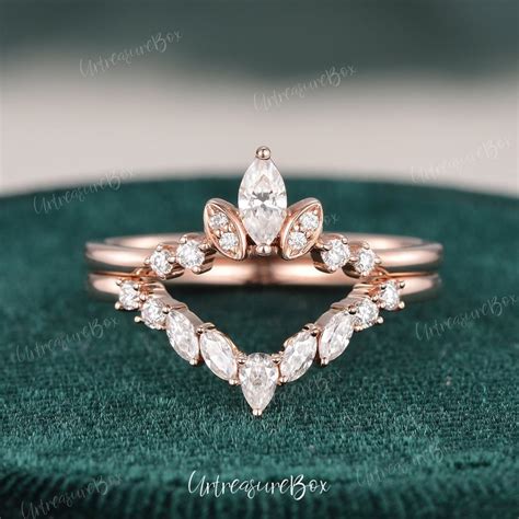 Unique Wedding Bands Women Rose Gold Ring Enhancer Curved Wedding Band ...