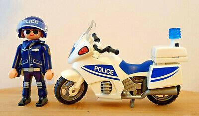 Playmobil Police Moto Gyrophare Policiere Equipe Arme Tout Equipe