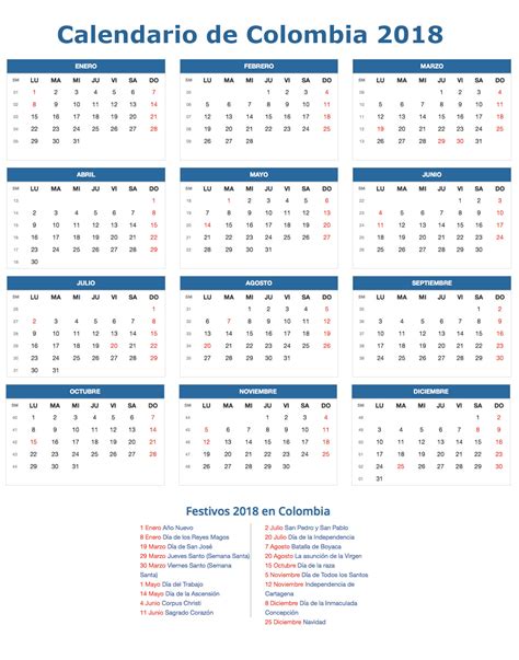 Calendario Colombia Con Festivos Y Fechas Especiales