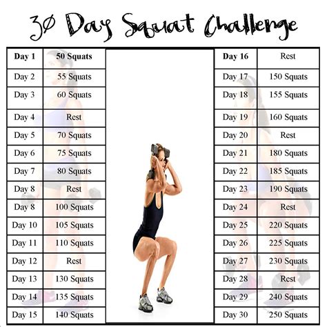 30 Day Squat Challenge Printable For Men