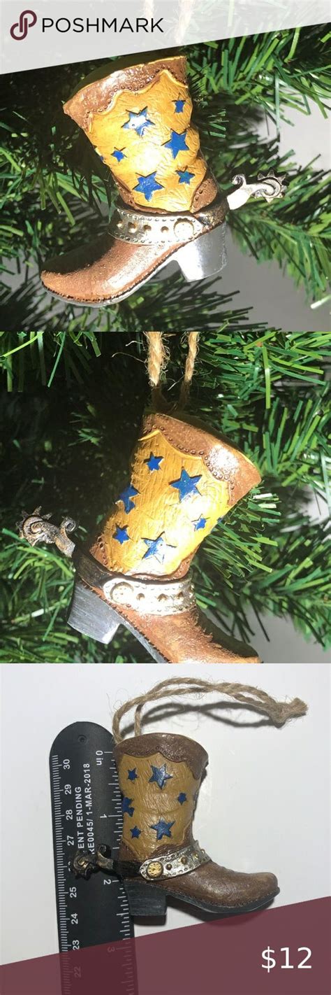 Star Cowboy Boot Christmas Ornament Blue Stars Hallmark Christmas