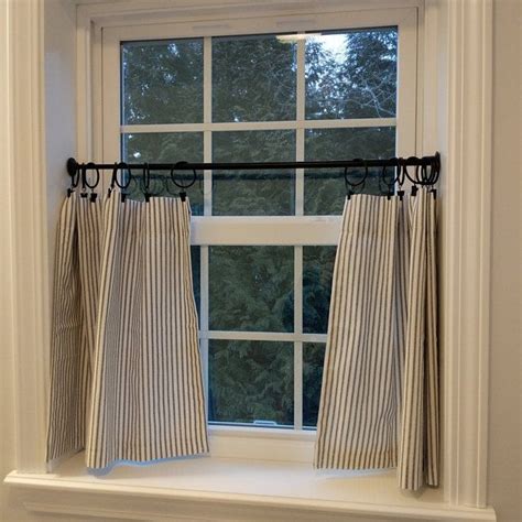 Beautiful Ticking Striped Cafe Curtain For Your Kitchen Etsy Cafe