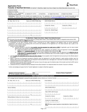 SG StarHub Transfer Of StarHub Services Application Form 2010 2024