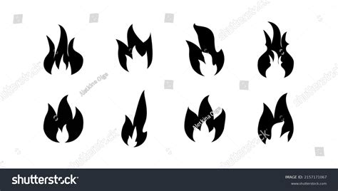 set fire flames icon black white stock vector royalty