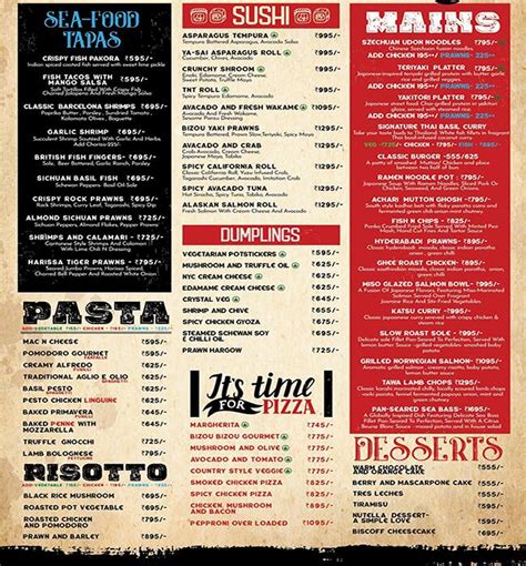 Menu of Bizou-Bizou, Aerocity, New Delhi