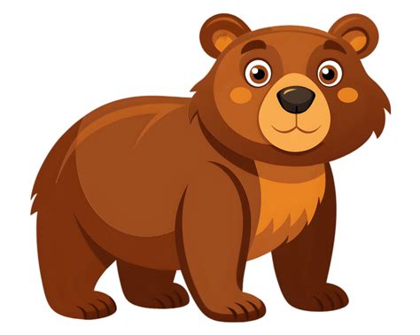 cartoon brown bear isolated  transparent background cute