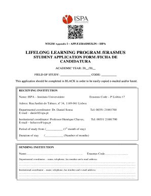 Fillable Online Ispa Lifelong Learning Program Erasmus Student