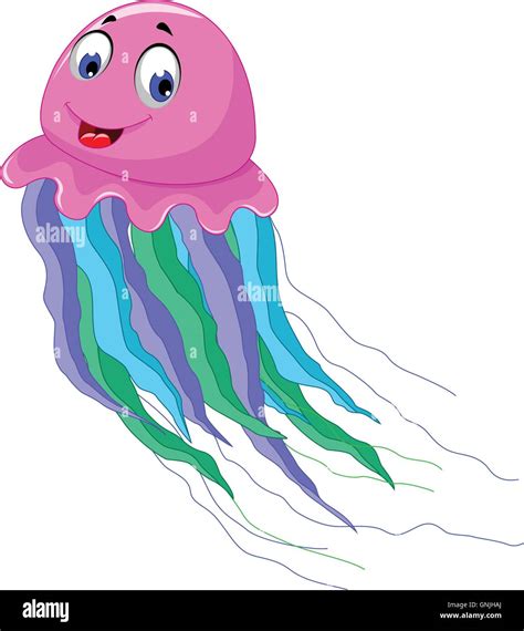 Cute Jellyfish Cartoon Smiling Stock Vector Image Art Alamy