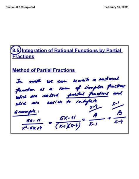 Section Completed Notes Math Integration Of Rational