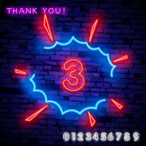 Number Three Symbol Neon Sign Vector. Third, Number Three Template Neon ...