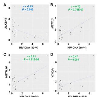 Correlation Heatmap Of RNA M6A Related Genes HIV DNA And CD4 And