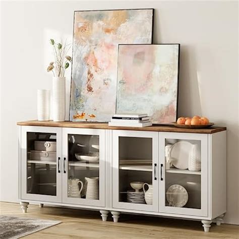 WAMPAT Modern Wood Glass Sideboard Cabinet With Storage India Ubuy