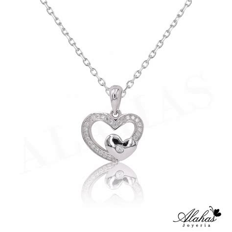 Cadena con dije de Corazon en plata 925 Joyería Alahas