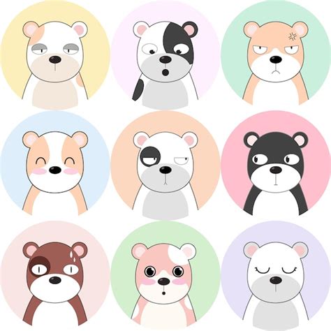 Premium Vector Cute Bears Set Different