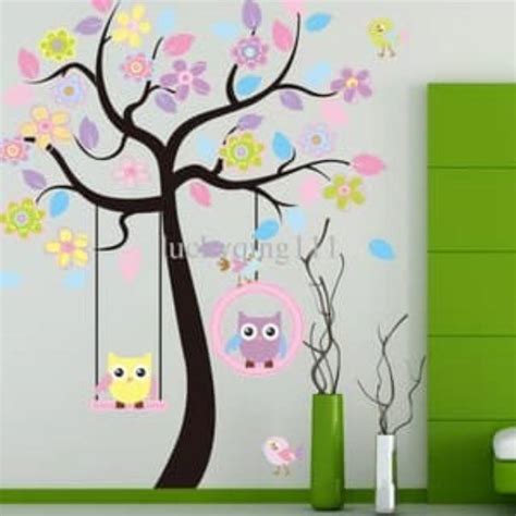 Jual Stiker Dinding Wallpaper X X Cm Motif Karakter Owl Pohon Burung