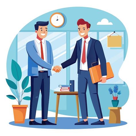 Vector Illustration D Handshake Conclusion Of A Business D Contract