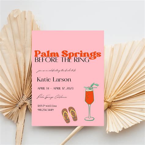 Palm Springs Before the Ring Bachelorette Invitation and Weekend
