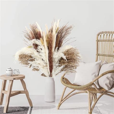 Pcs Dried Pampas Grass Bouquet Natural Pampas Grass Boho Decor