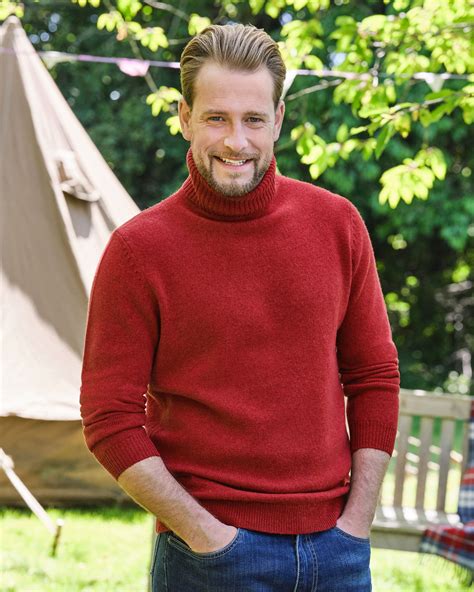 Garnet Mens Lambswool Polo Neck Jumper Woolovers Uk