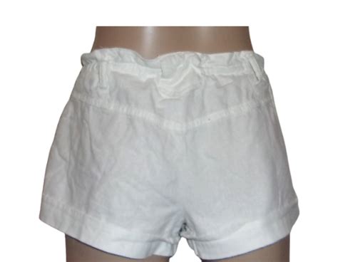 Juniors White Drawstring Shorts Size L Blue Boot