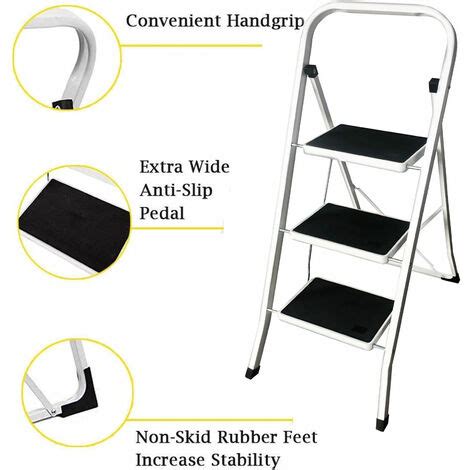 Folding Tread Step Ladder Heavy Duty Steel Safety Stepladder With Non