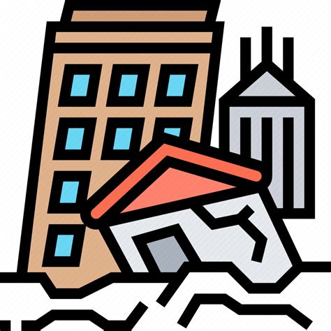 Earthquake Disaster Collapse Destruction Damage Icon Download On