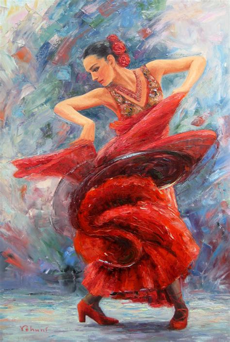 The Dance Of Fire Original Oil Painting On Stretched Canvas 36 X24 Flamenco Dancer