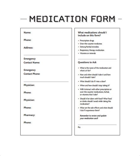 Medication Card Template