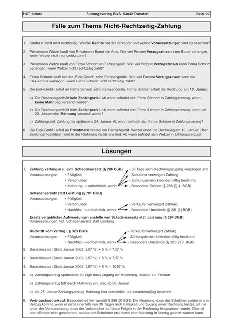 F Lle Zum Thema Nicht Rechtzeitig Zahlung Fallbeispiele Arbeitsblatt