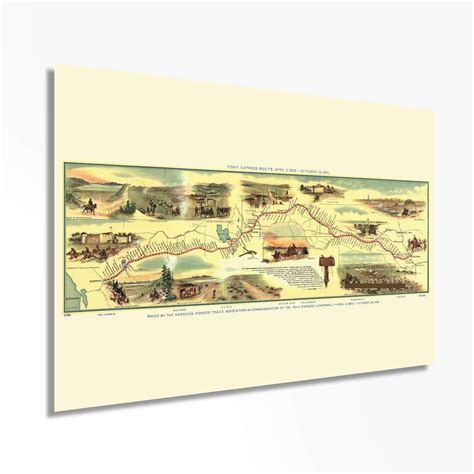 Vintage 1960 Pony Express Map Vintage Pony Express Poster - Old Pony