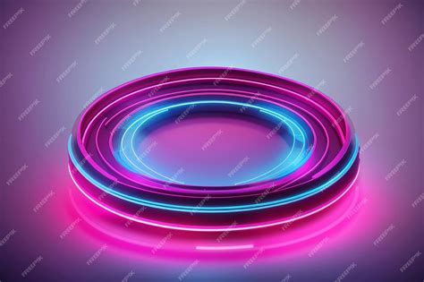 Premium Photo Glowing Round Frame Neon Light Vector Illustration