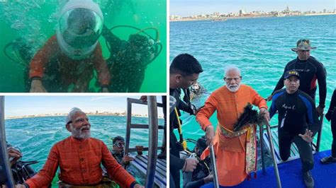 Divine Experience PM Modi Goes Underwater In Deep Sea To Offer