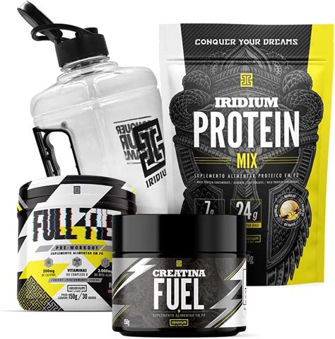 Kit Whey Protein Mix Creatina Fuel 150g Pre Treino Full Tilt