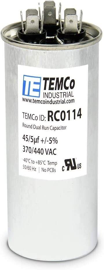 Temco Uf Mfd Vac Volt Round Dual Run Capacitor Hz Ac